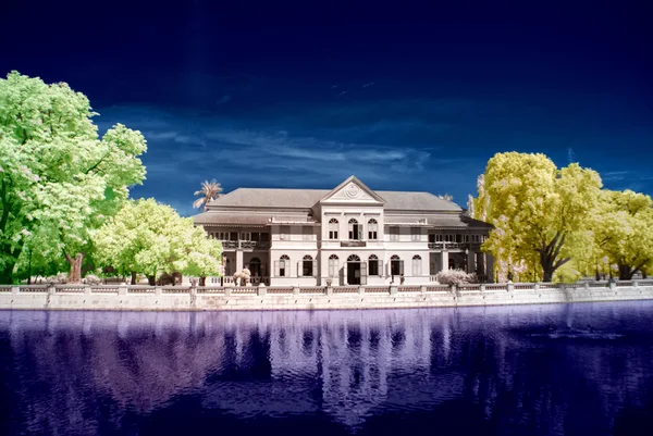 Infrared photo of ancient colonial palace.