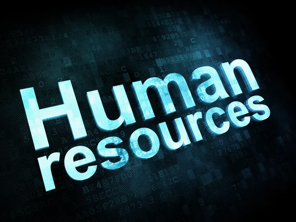 Job, work concept: pixelated words Human resources on digital sc