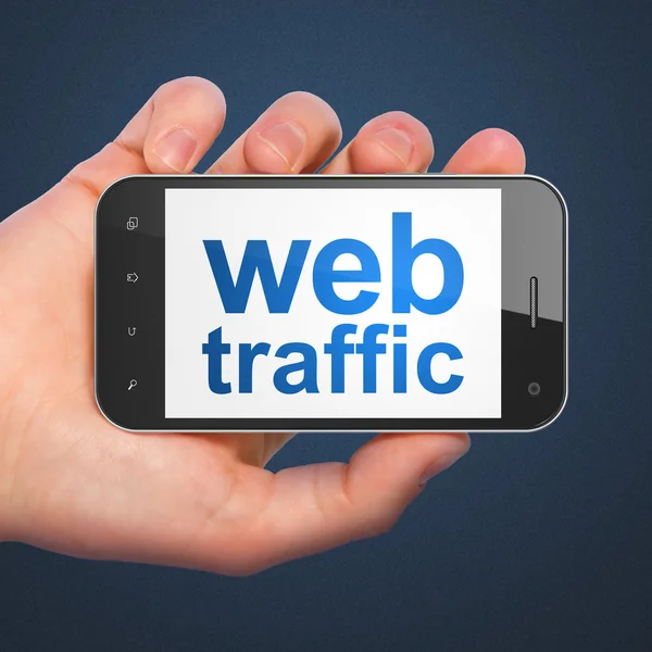 SEO web development concept: Web Traffic on smartphone