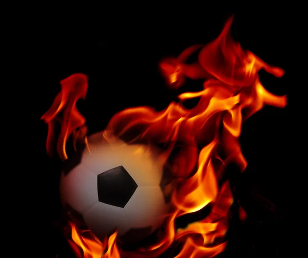 Soccer football and fire flaming
