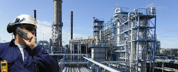 Industry worker and oil refinery