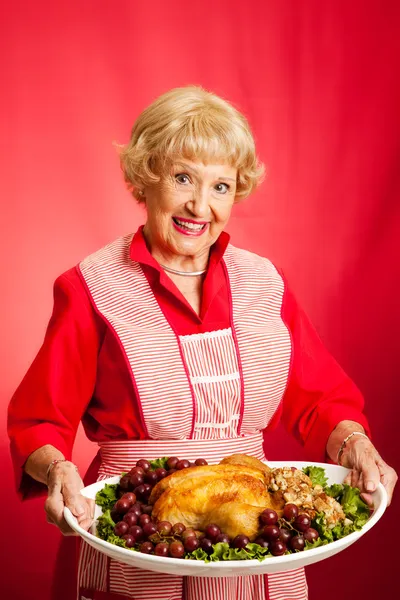 Retro Housewife Cooks Holiday Meal