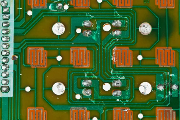 The modern printed-circuit board with electronic components macr