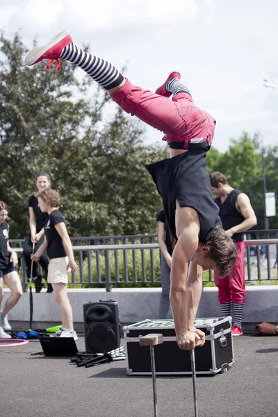 Warsaw, poland - May 30: Artists perform in their acrobatic show at 18. Science Picnic, on May 30, 2014 in Warsaw.