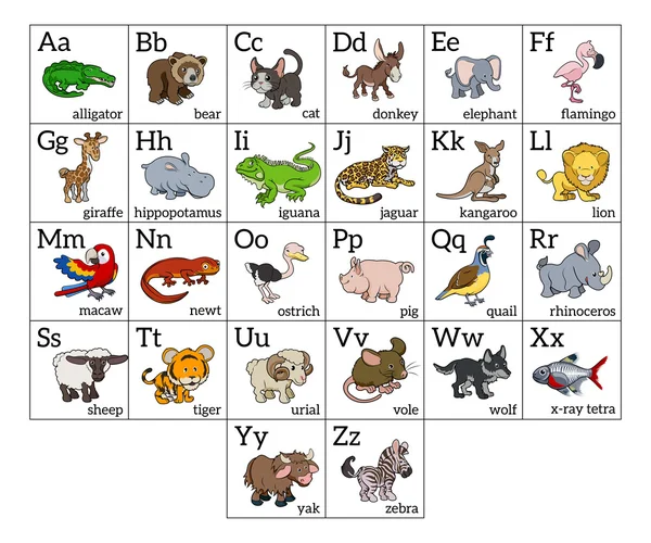 Cartoon Animal Alphabet Chart