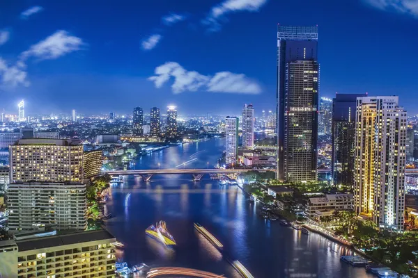 City town at night in Bangkok