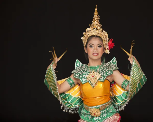 Portrait of Thai young lady in an ancient Thailand dance