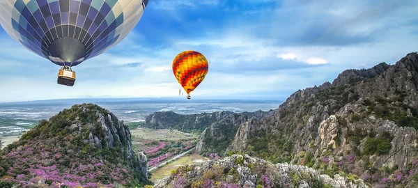 lanscape of mountain and balloon