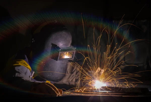 Worker work hard with welding process