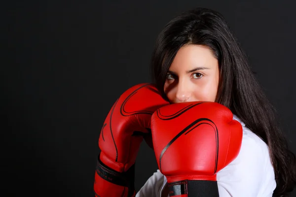 Girl with boxing gloves — Stock Photo #29918287