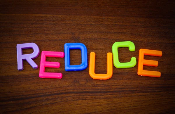 Reduce in colorful letters