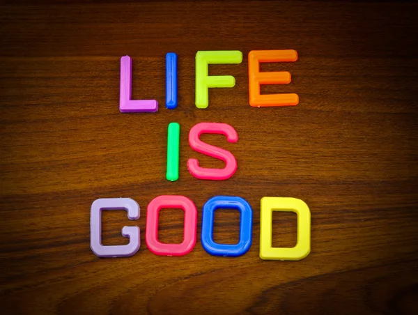Life is good in colorful letters