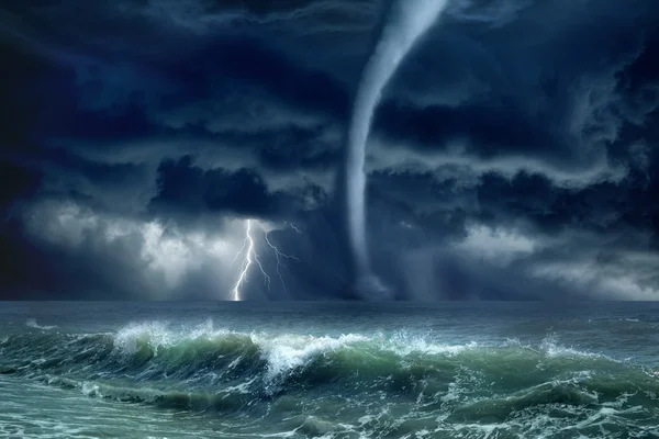 Tornado, lightning, sea — Stock Photo #34042701