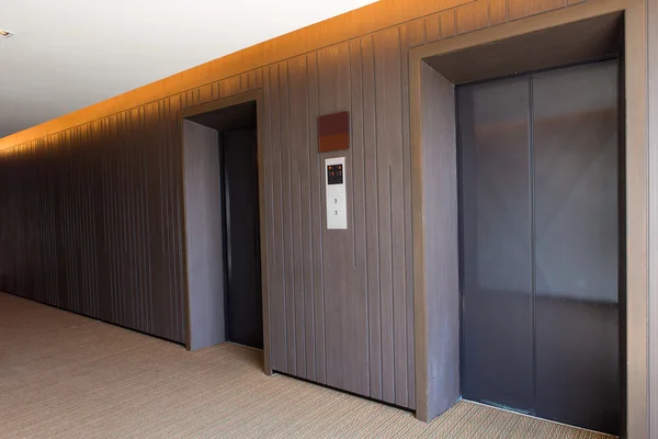 Modern elevator with closed doors