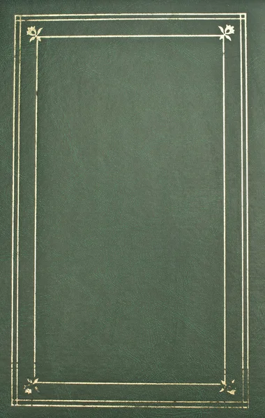 Photo album cover-green leather with gold trim