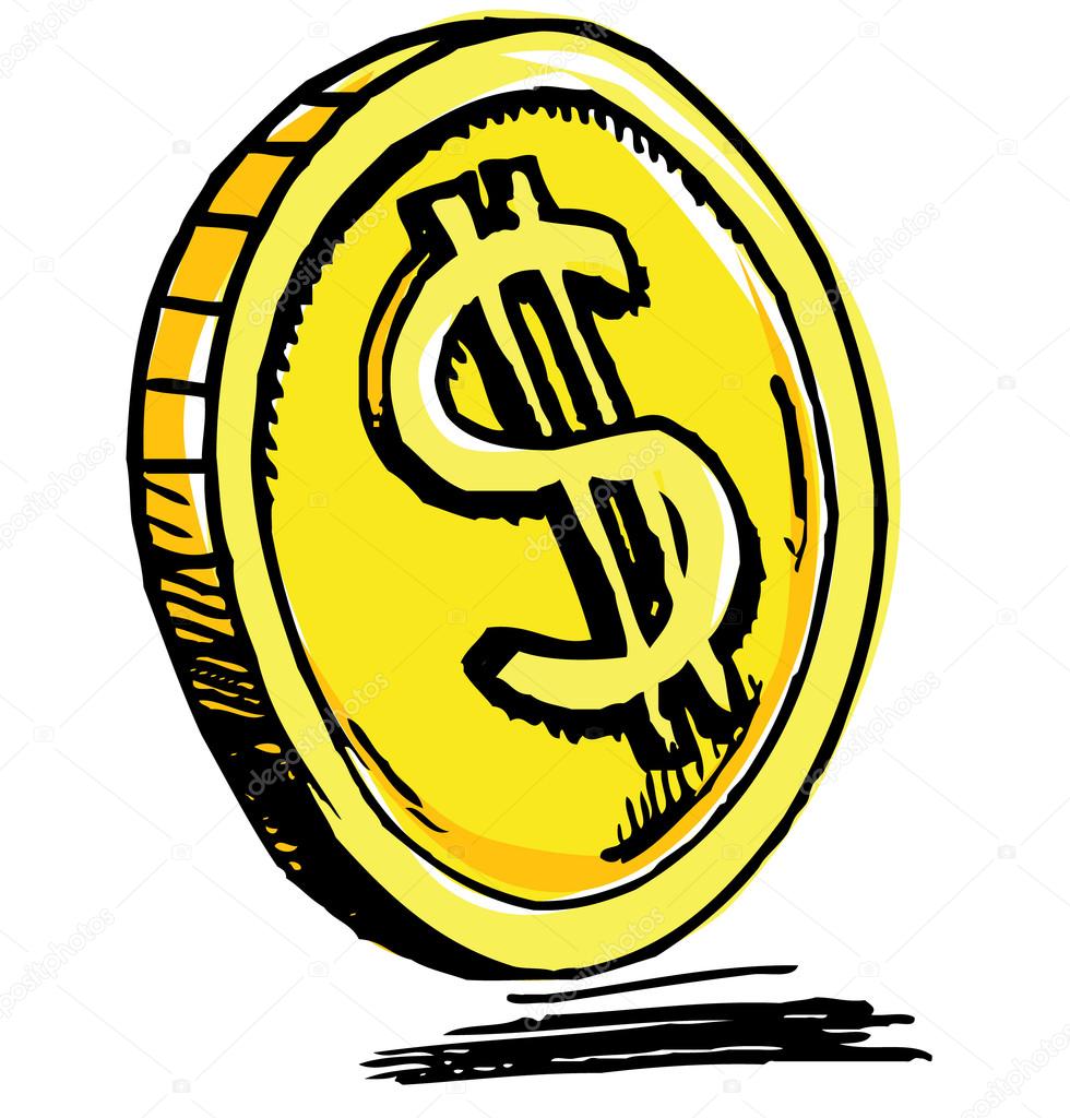 Icono de moneda de oro aislado sobre fondo blanco. dibujo dibujo vector