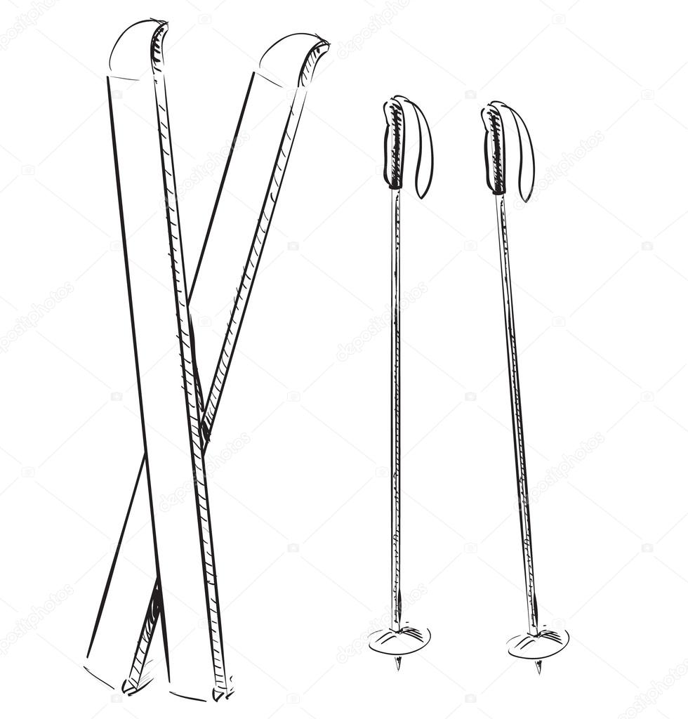 Ski Uitrusting Cartoon Schets Vectorillustratie Ski Uitrusting Cartoon Schets Vectorillustratie