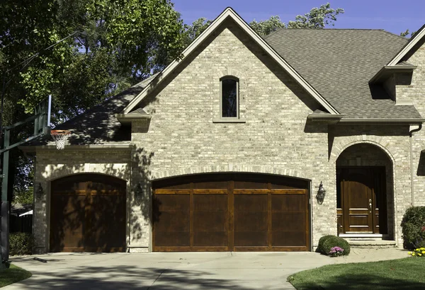 Typical american house with two door car garage