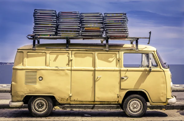 Vintage van in the beach of Ipanema