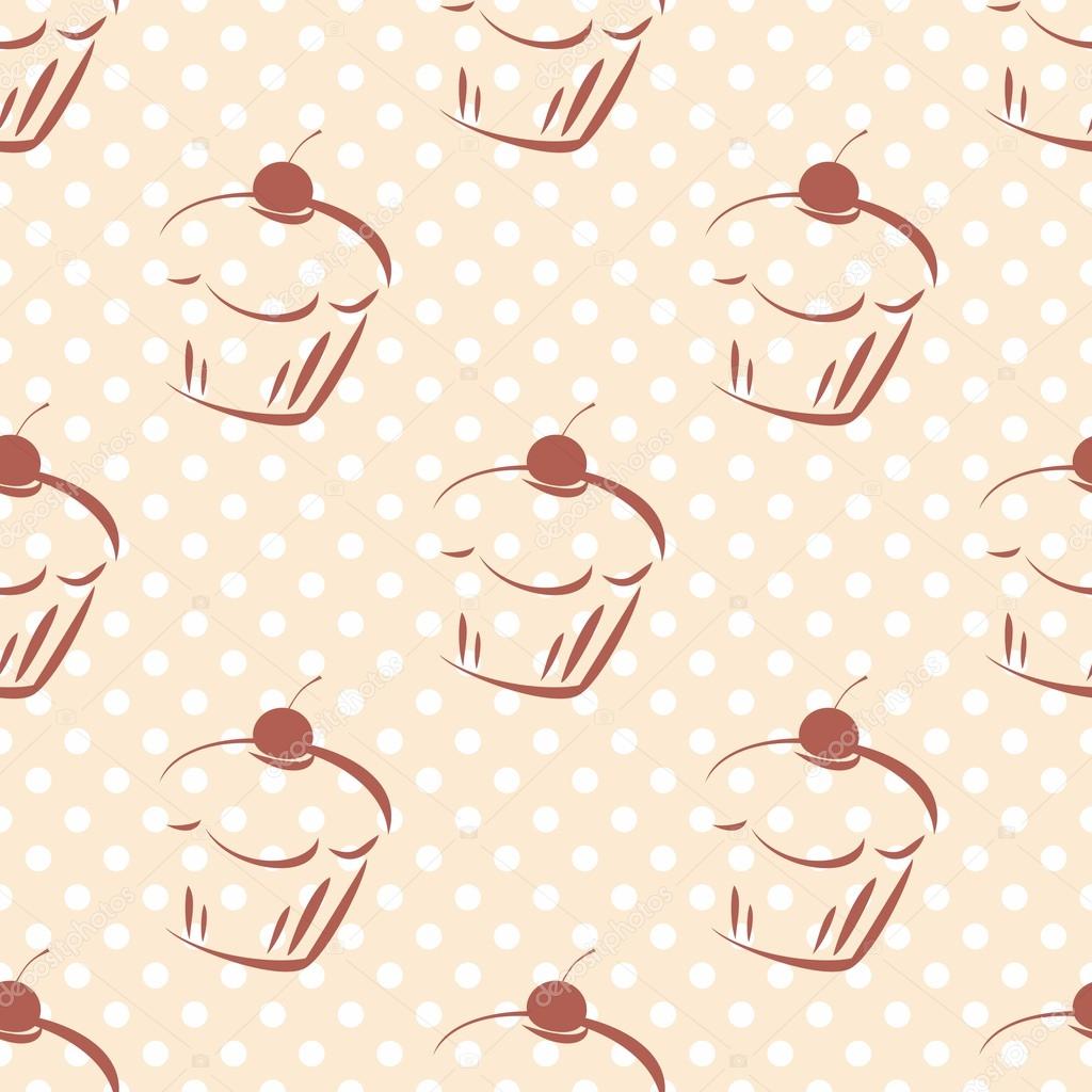 Cake Background Pattern Vector | seamless vector pattern or texture with cherry cupcakes Cake Background Pattern Vector | seamless vector pattern or texture with cherry cupcakes