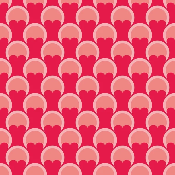 Pink tile vector background with hearts and polka dots.