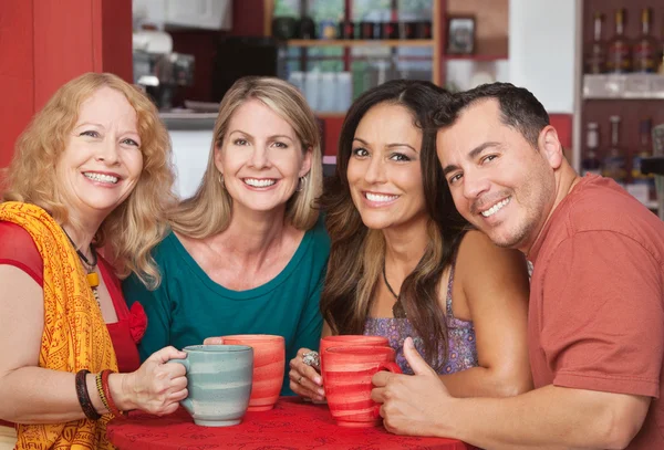 Happy Friends at Cafe Table — Stock Photo #17982767