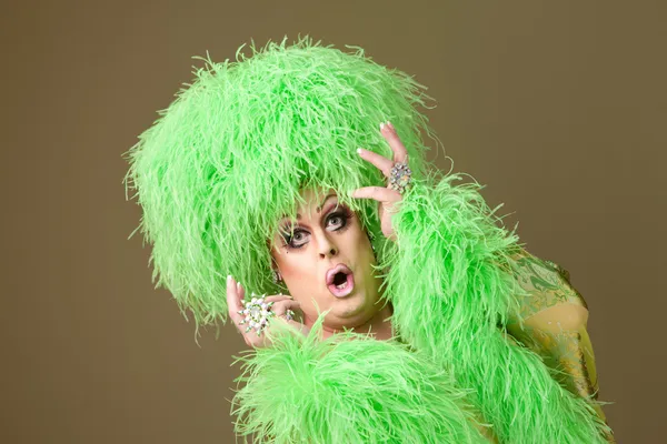 Surprised Drag Queen in Green