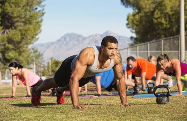 Strong Man Doing Push-Ups