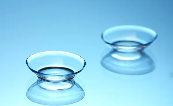 Contact lenses, on blue background