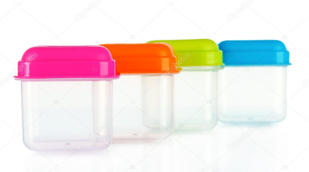 Empty plastic containers isolated on white — Stock Photo © belchonock