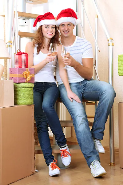 Couple celebrating New Years in new home