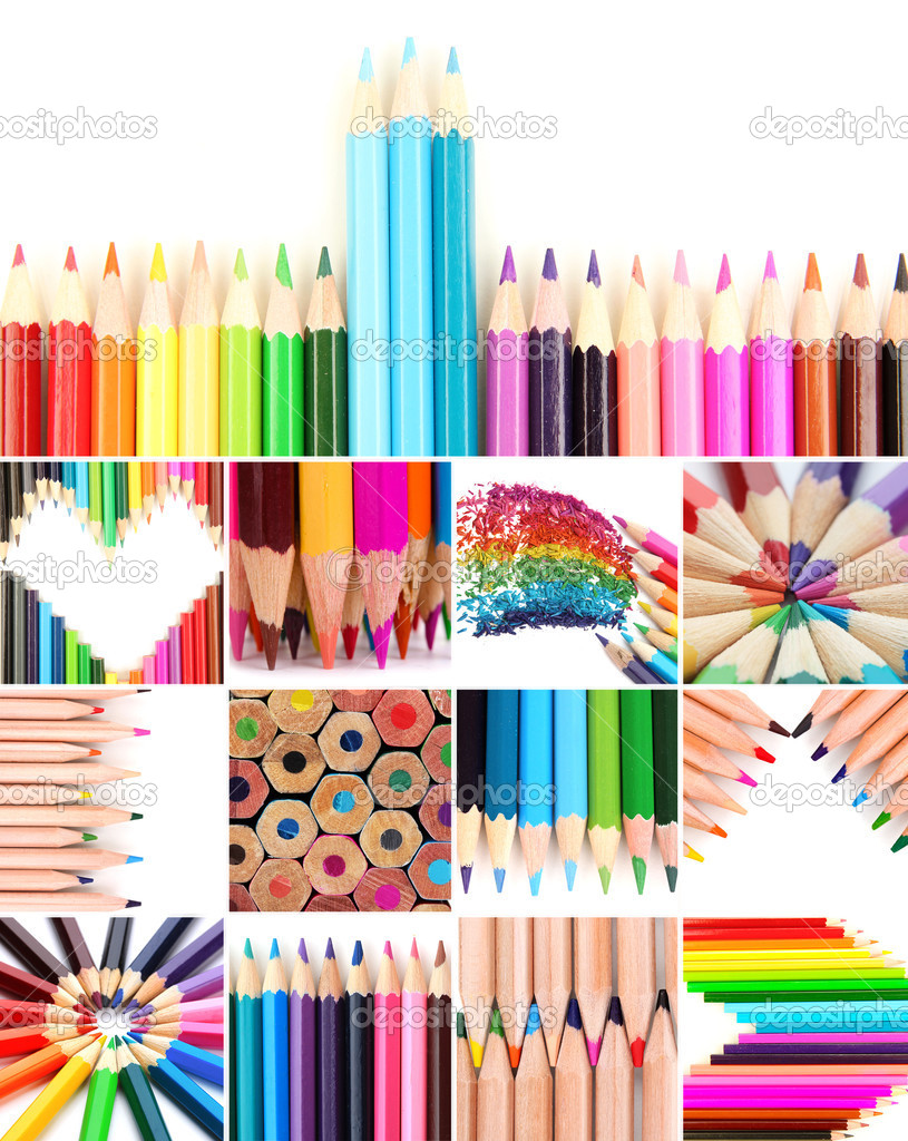 Color pencils collage — Stock Photo © belchonock 34632821