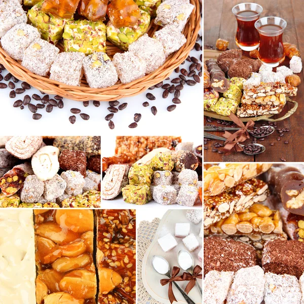 Tasty oriental sweets collage