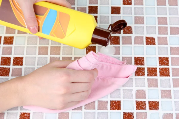 Hand cleaning mosaic wall