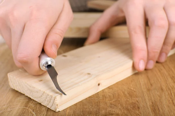 Wood carving tools close up