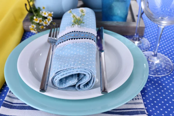 Blue table setting close-up