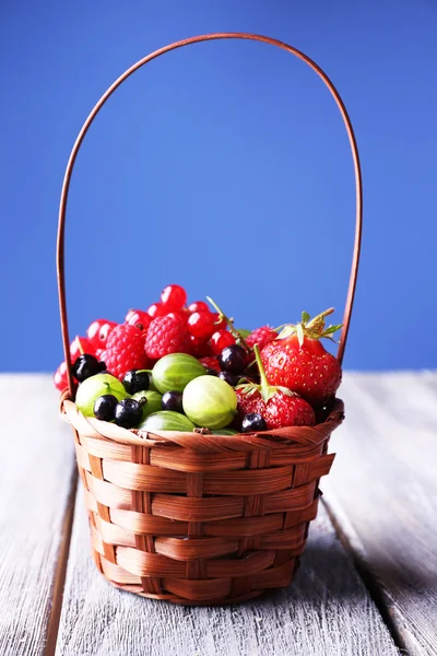 Forest berries in wicker basket
