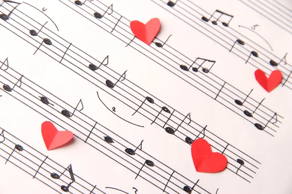 Hearts on music book