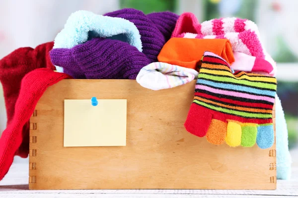 Multicoloured socks in box