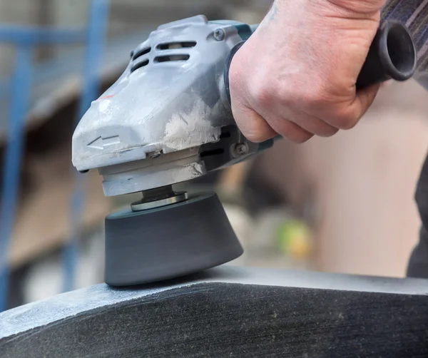 Work with polished granite grinder