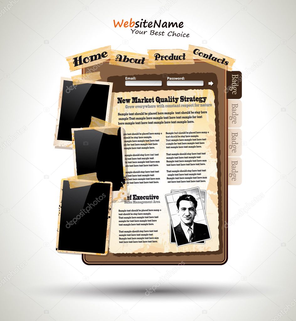 Photo Book Vintage Style Website Template Stock Vector 169 Davidarts 6718945 Photo Book Website Template