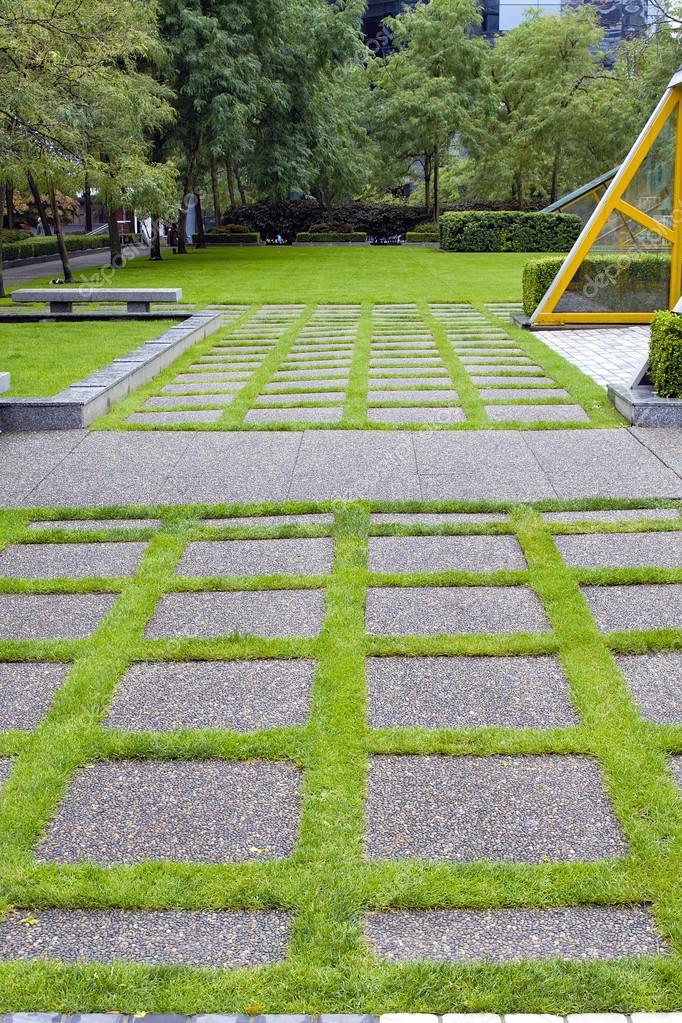 Patio with Grass Between Pavers