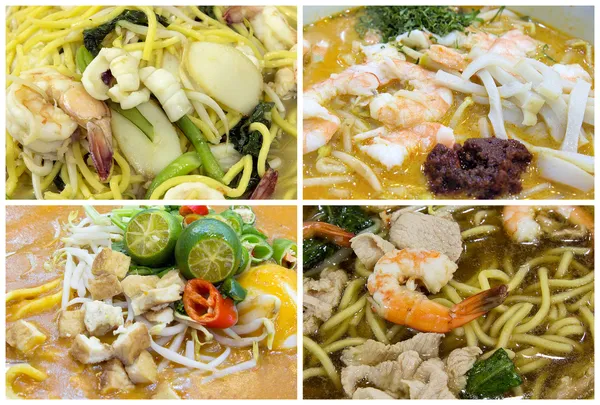Southeast Asian Singapore Noodles Dishes Collage