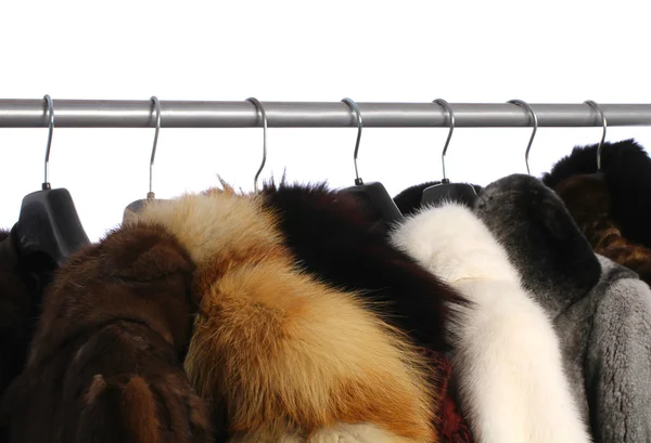 Various fur coat on the hanger
