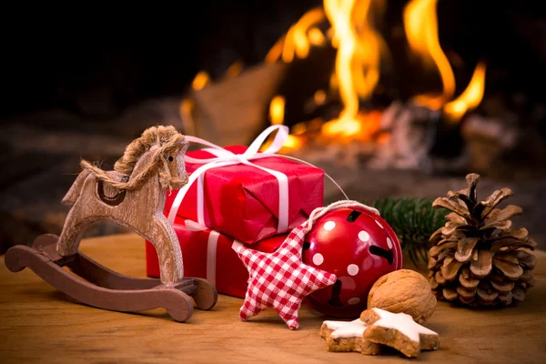 Christmas scene with tree gifts