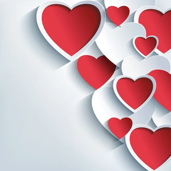 Stylish Valentines day background with 3d red and gray hearts