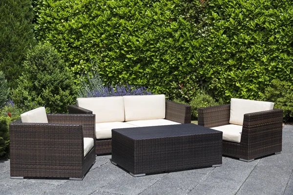 Outdoor garden furniture lounge group on terrace