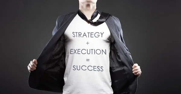 Strategy and execution to success, young successful businessman