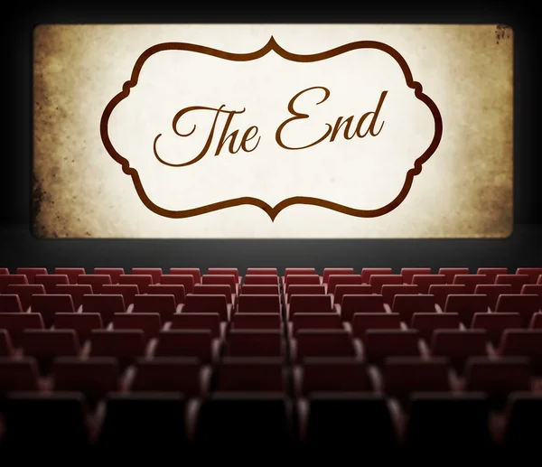 The End screen of Movie in old retro cinema
