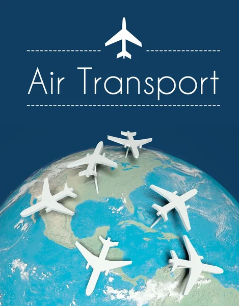Air transport concept, airplanes on earth